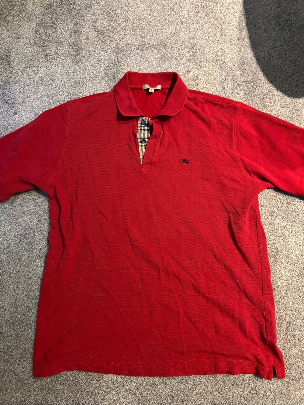 Burberry Red Polo with Signature Check Placket